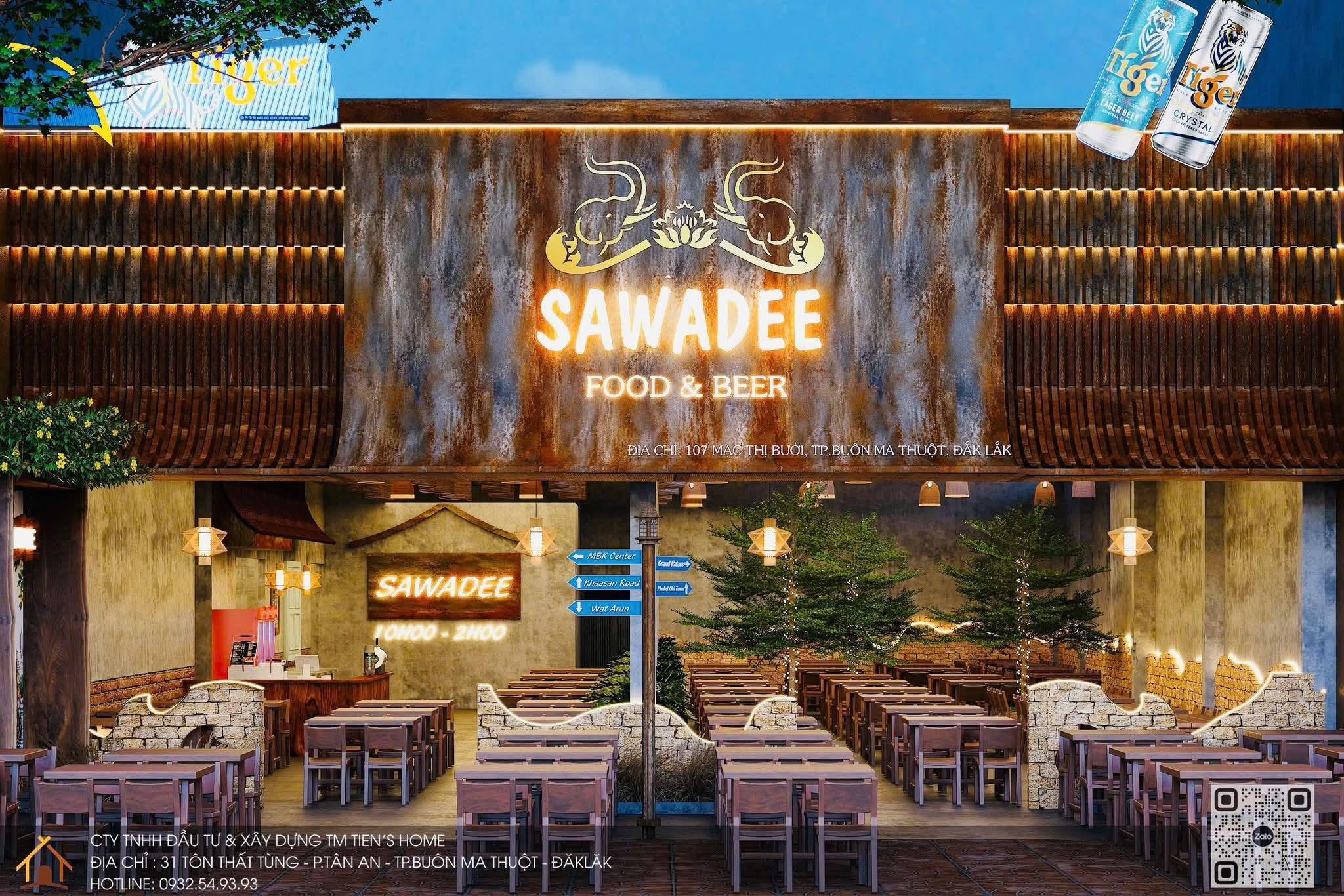 Phối cảnh SAWADEE Food & Beer tại 107 Mạc Thị Bưởi